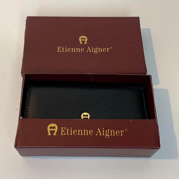 Etienne Aigner Vintage Tri Fold Key Holder Black Leather Never Used - Picture 1 of 7